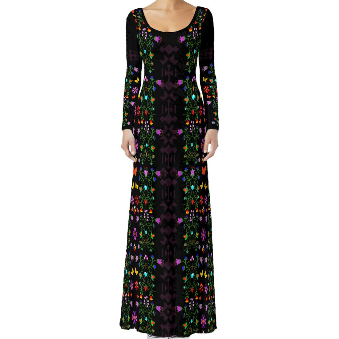 Indigenous Fashion Woodland Floral Velvet Maxi Dress