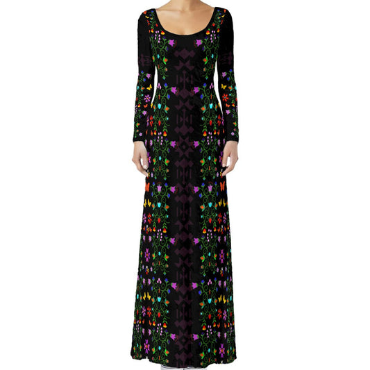 Indigenous Fashion Woodland Floral Velvet Maxi Dress