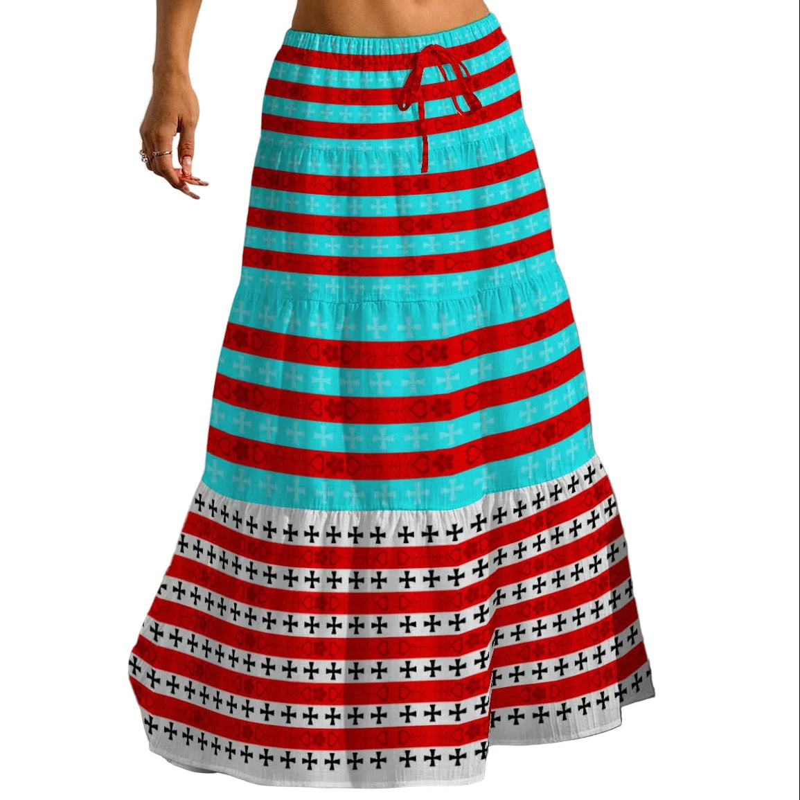 ᒥᑌᐦ miteh Heart Pleated Long native Skirt Indigenous Fashion