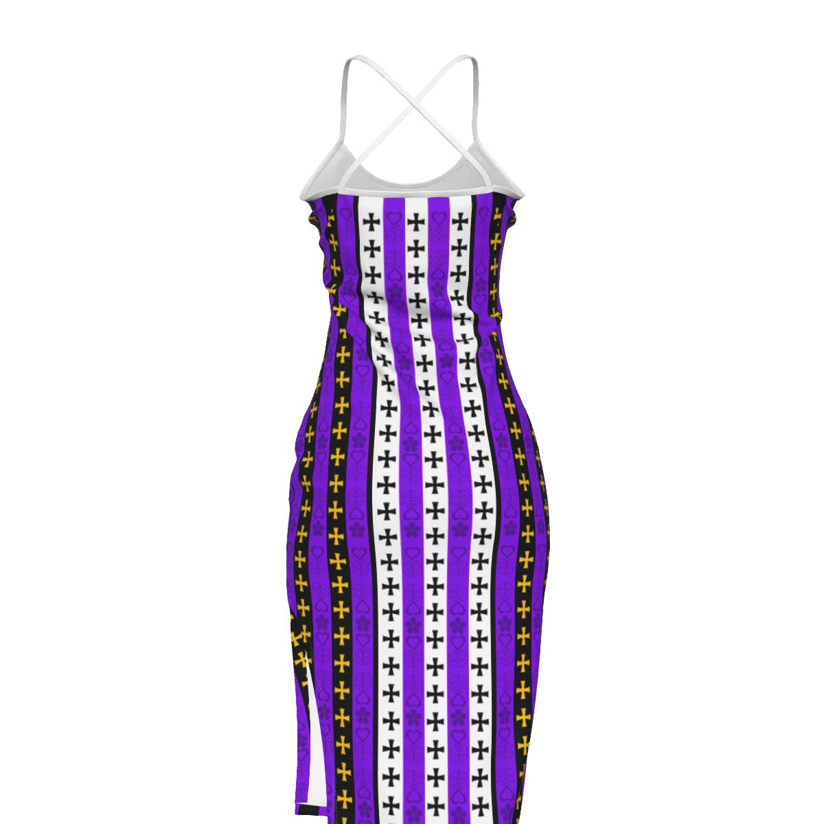 Striped Down Crossed Cami Midi Dress