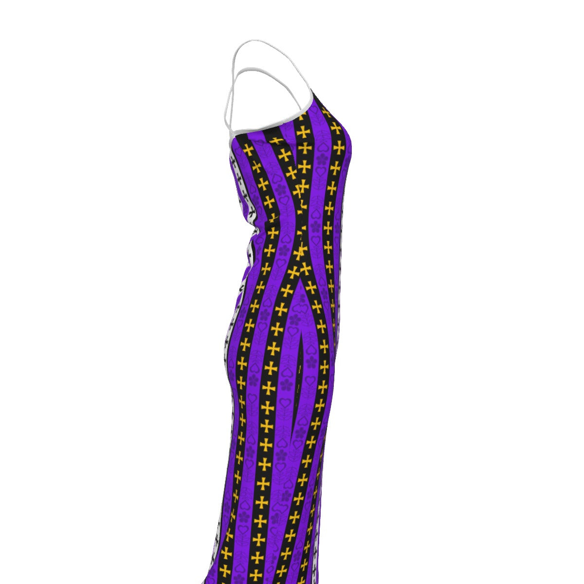 Striped Down Crossed Cami Midi Dress