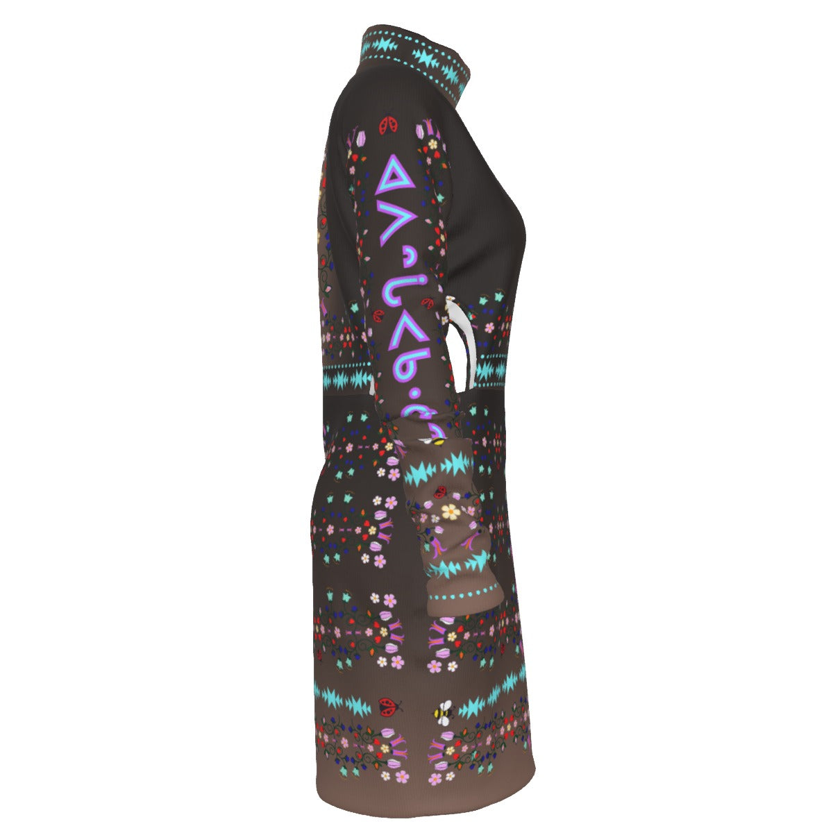 ᓇᓈᑐᐦᑳᐧᐸᑲᐧᓃᐤ it has many-coloured flowers Cut out Dress