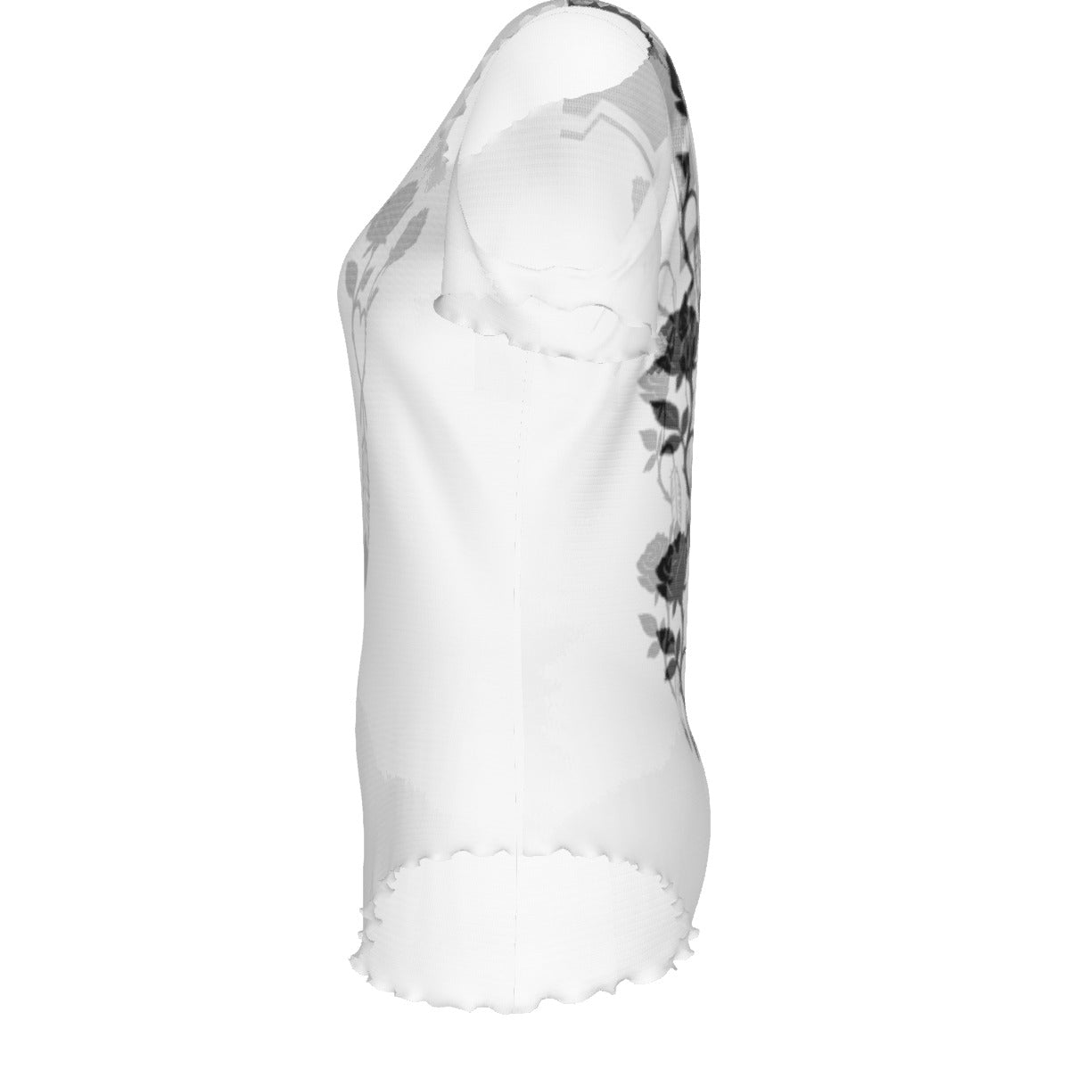 Rose Feather Mesh Top