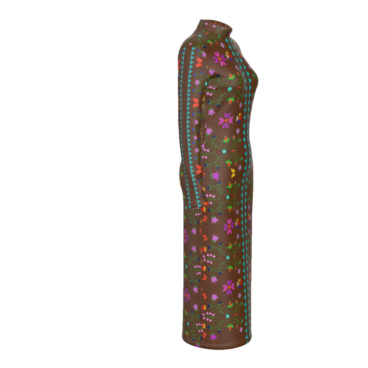 Native Floral Print Mockneck Dress