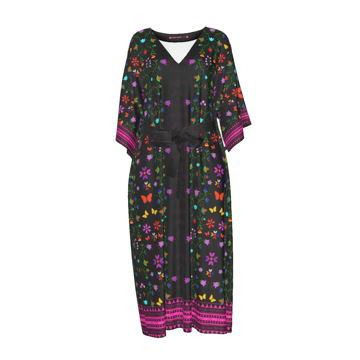 Native Woodland Floral Flowy Silky  Dress