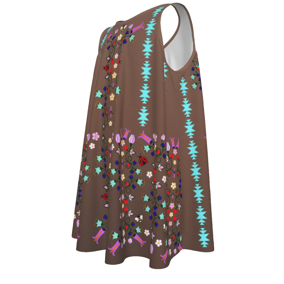 Girls Cotton ᓇᓈᑐᐦᑳᐧᐸᑲᐧᓃᐤ it has many-coloured flowers Dress