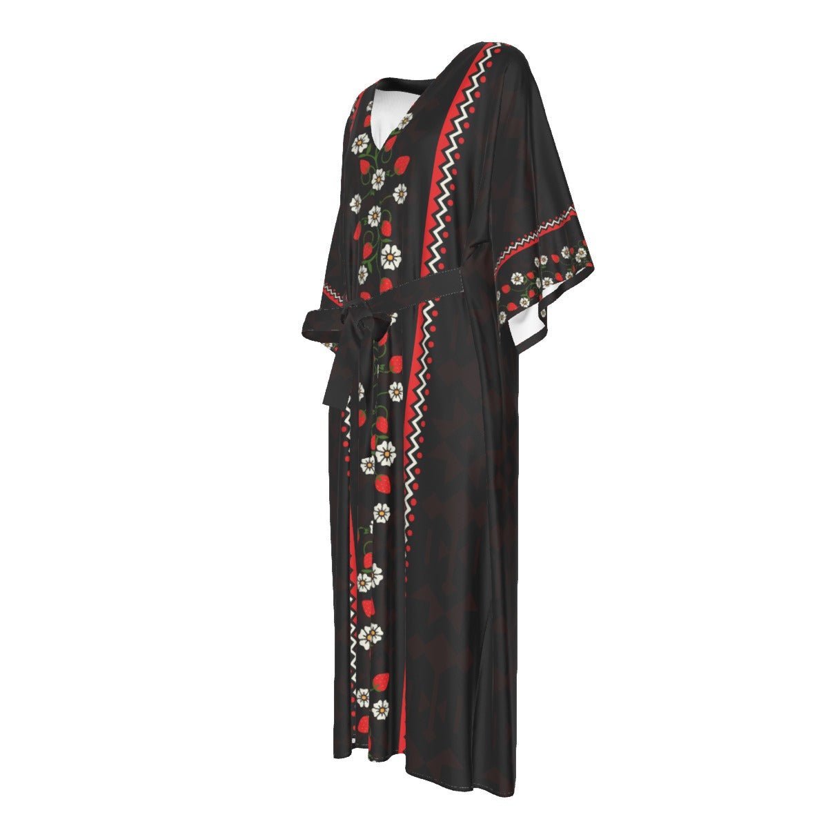 Strawberry Heart Berry Flowy Long Dress