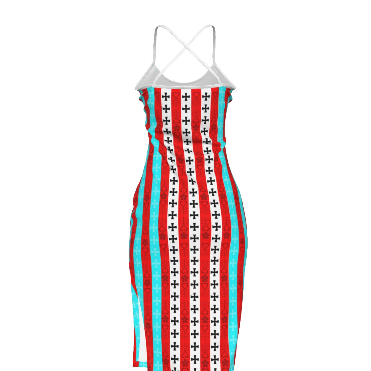 Striped Down Crossed Cami Midi Dress