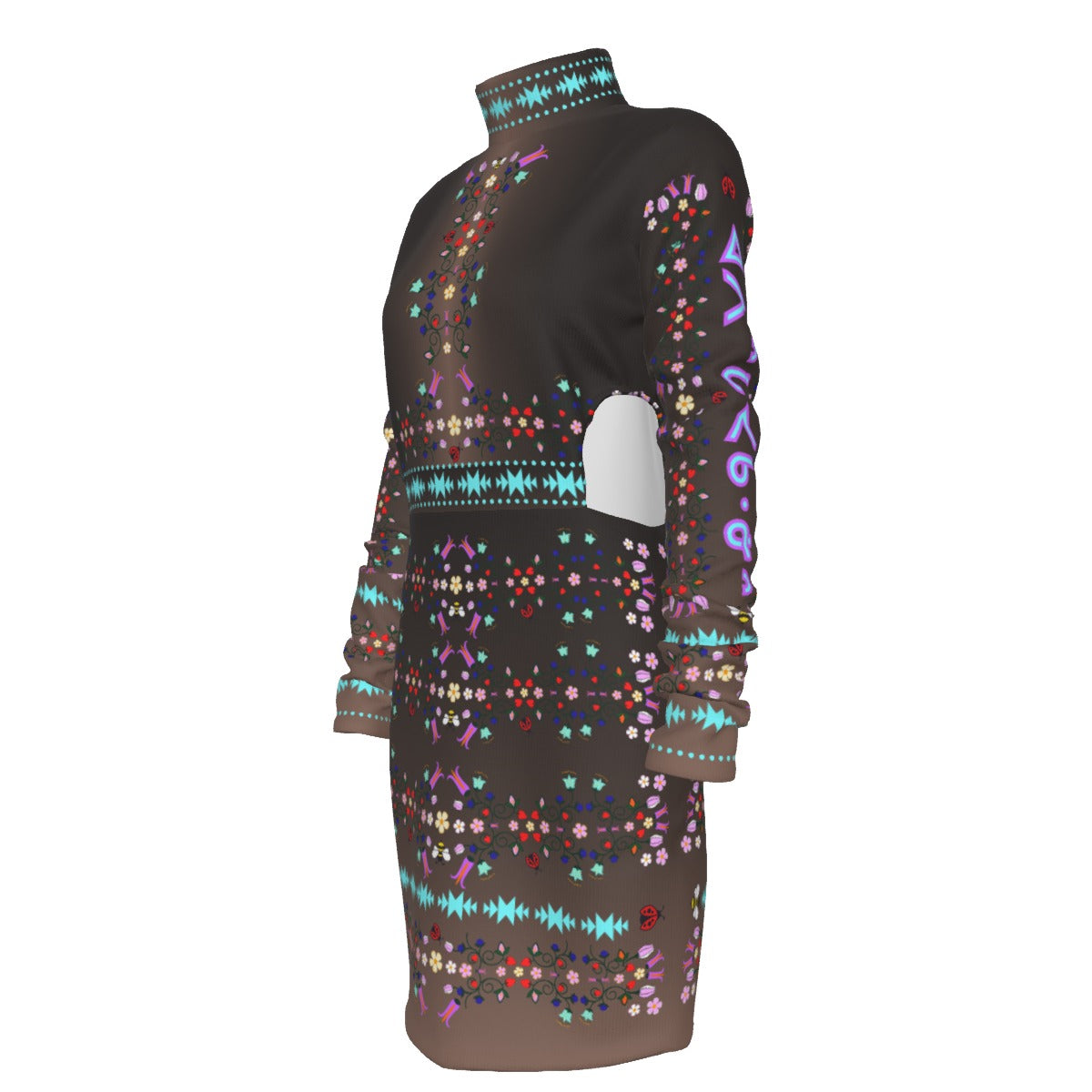 ᓇᓈᑐᐦᑳᐧᐸᑲᐧᓃᐤ it has many-coloured flowers Cut out Dress