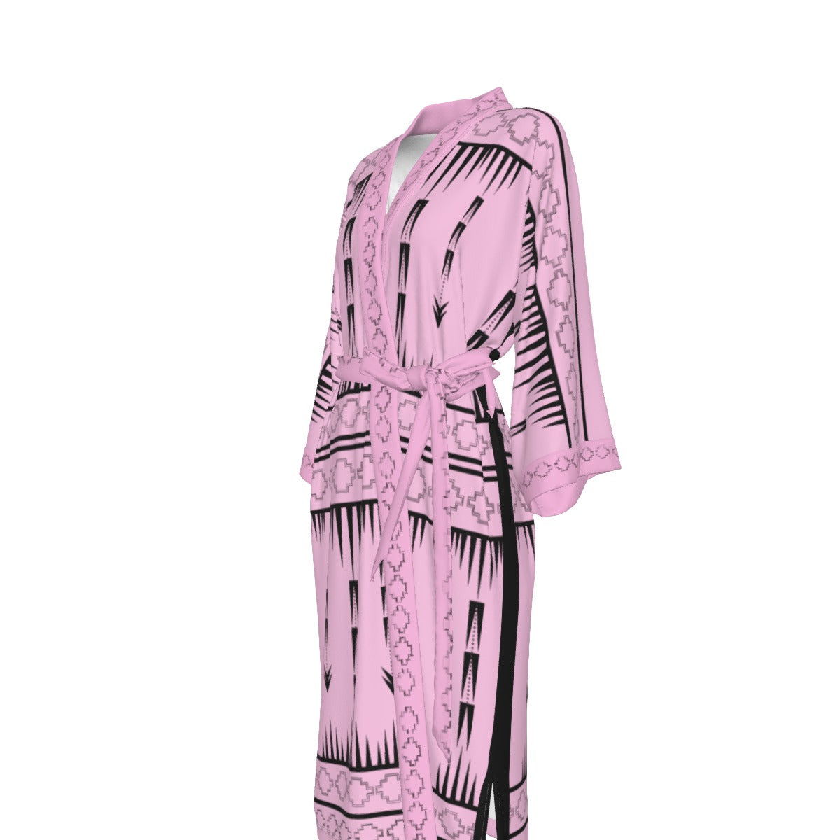Native Print Satin Kimono Robe