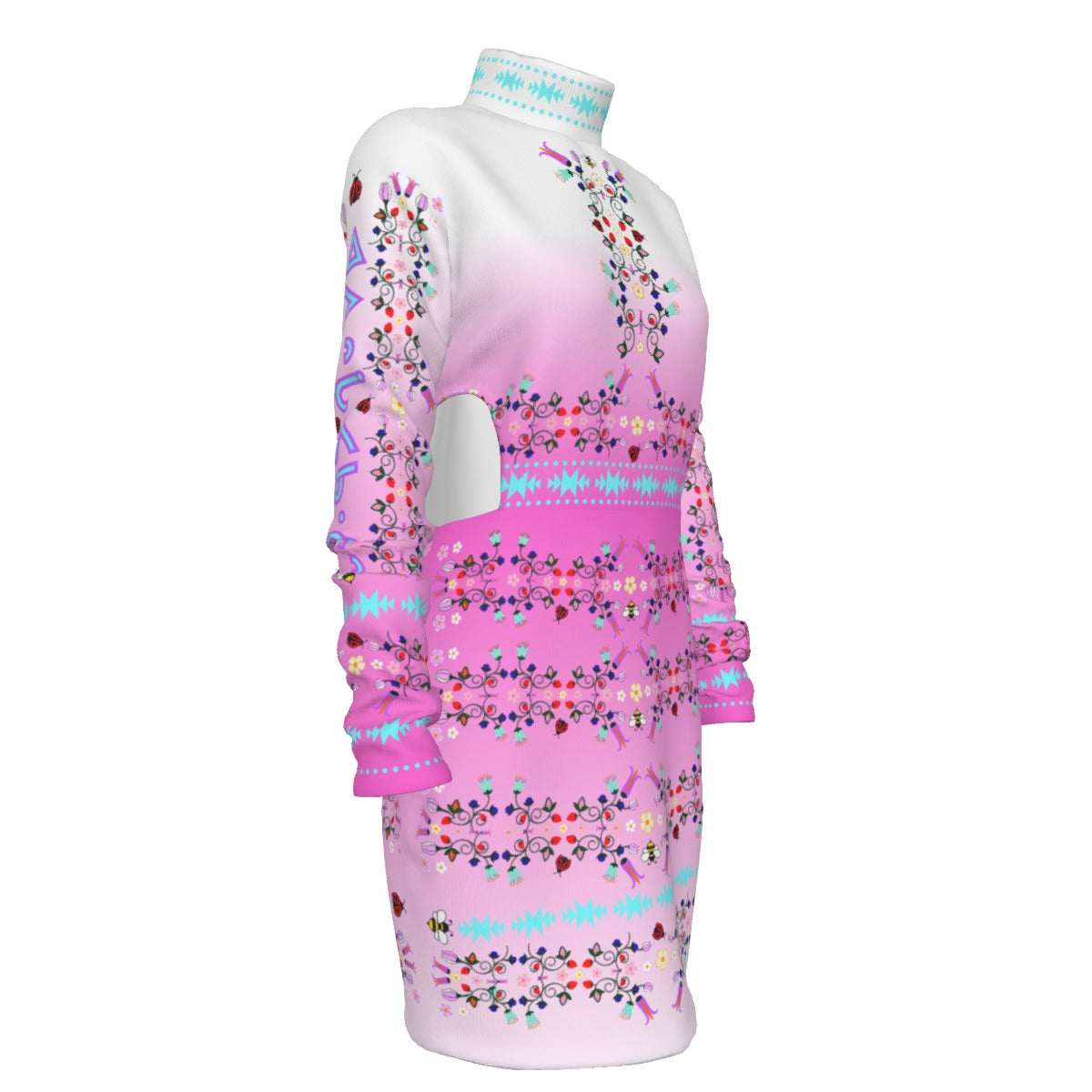 ᓇᓈᑐᐦᑳᐧᐸᑲᐧᓃᐤ it has many-coloured flowers Cut out Dress