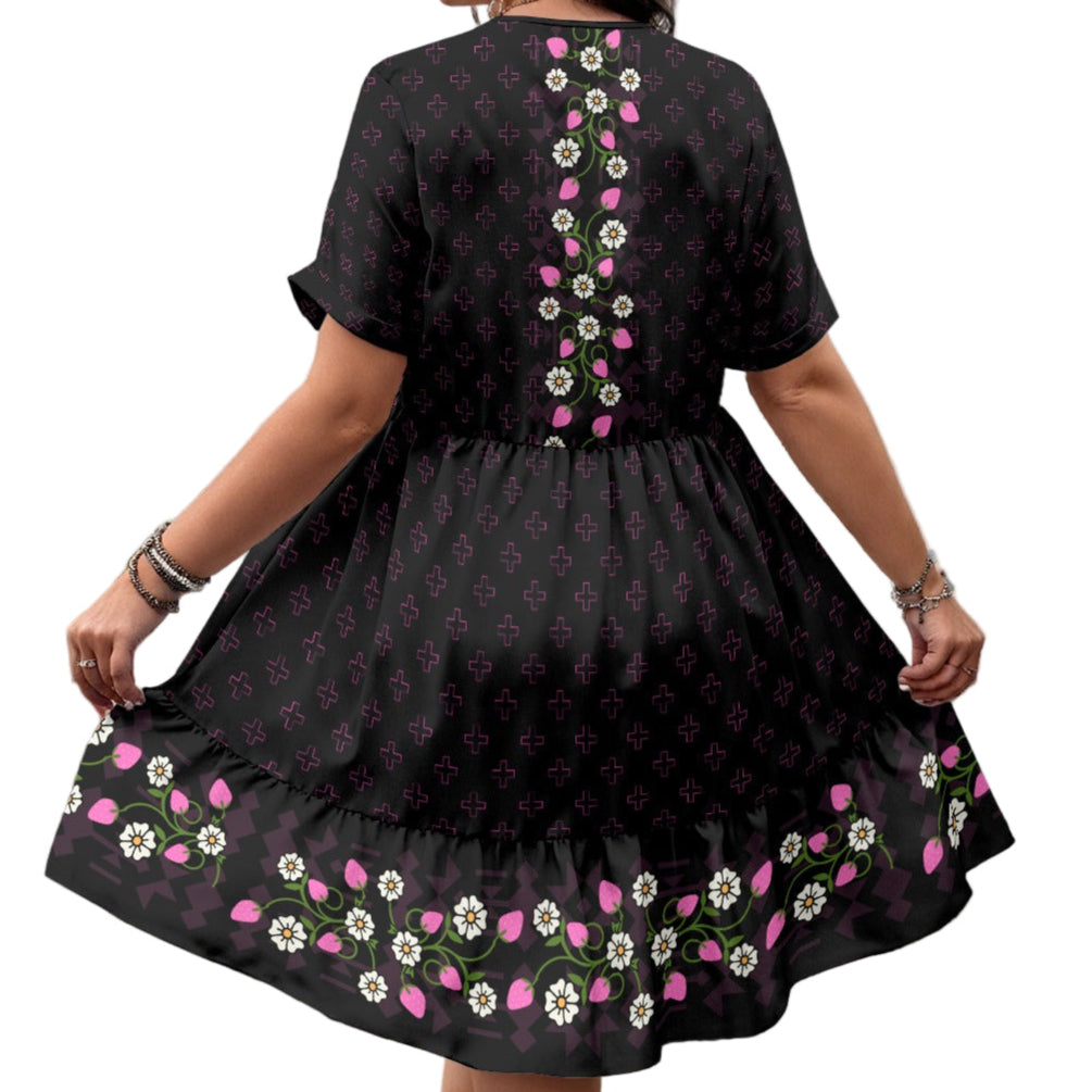 Strawberry Heart Berry Midi Dress