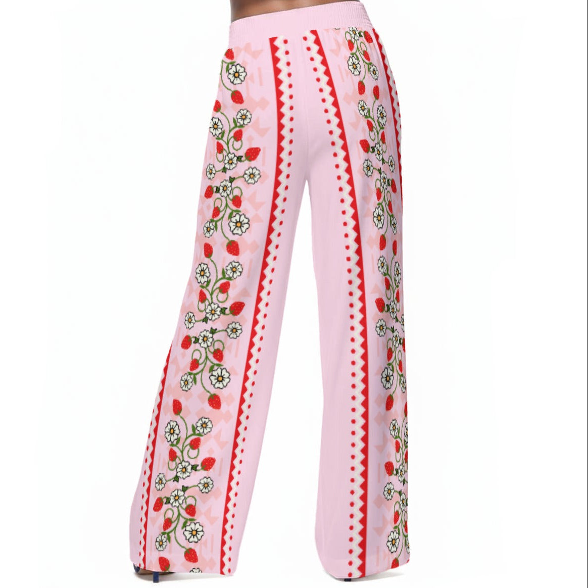 Strawberry Flowy Wide-Leg Pants 100% Rayon