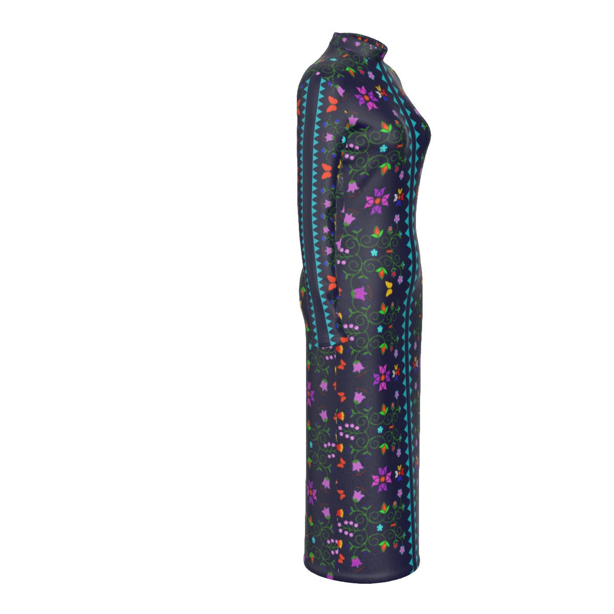 Native Floral Print Mockneck Dress