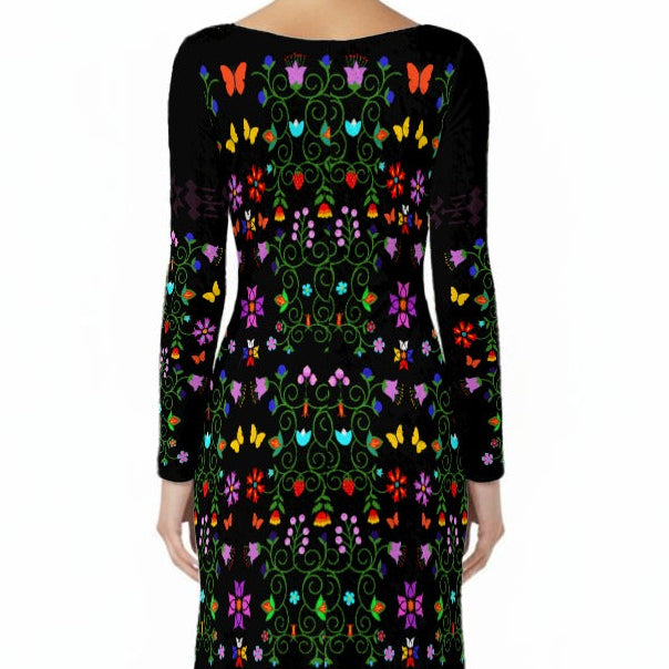 Indigenous Fashion Woodland Floral Velvet Maxi Dress