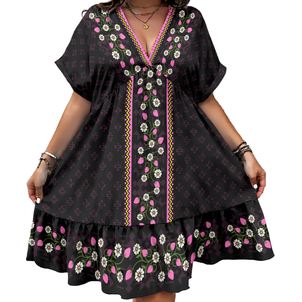 Strawberry Heart Berry Midi Dress