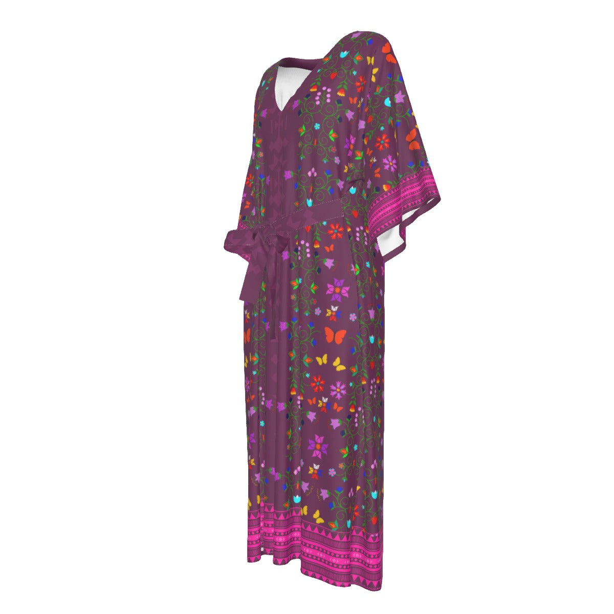 Native Woodland Floral Flowy Silky  Dress