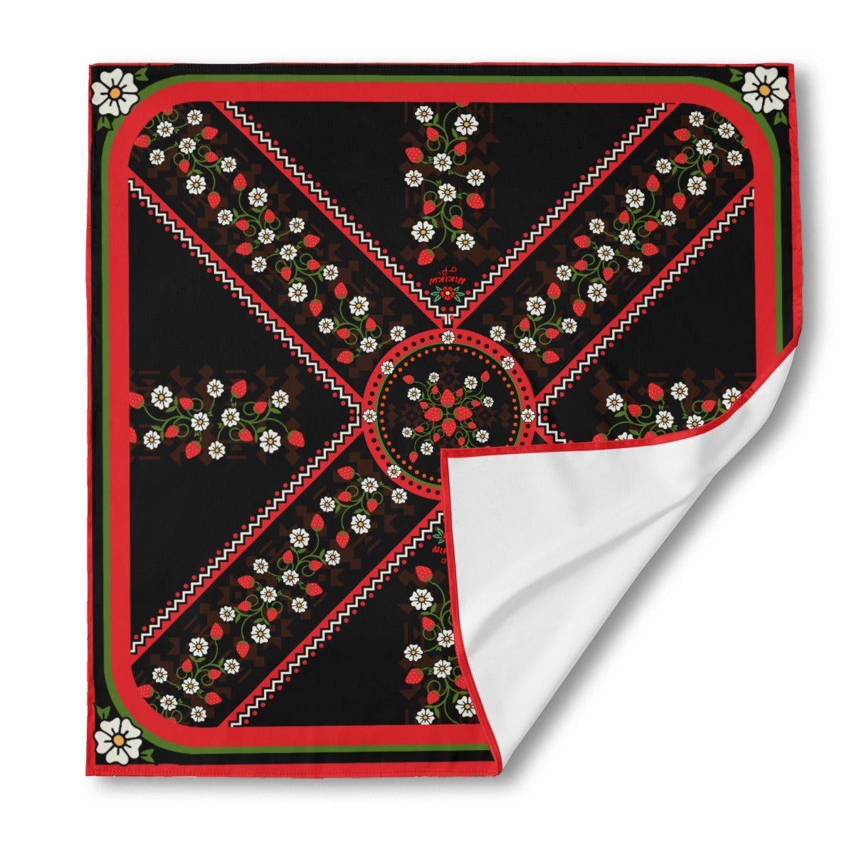 Strawberry Heart Berry Red Kokum Silky Scarf