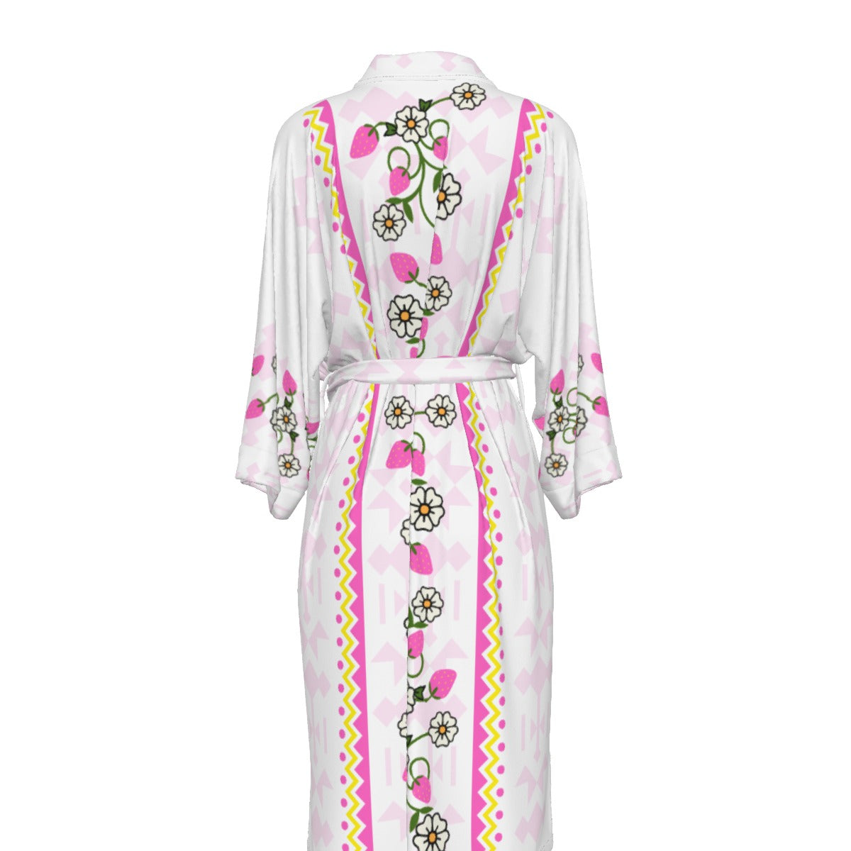 Heart Berry Strawberry Satin Kimono Robe