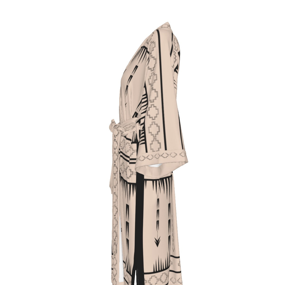 Native Print Satin Kimono Robe