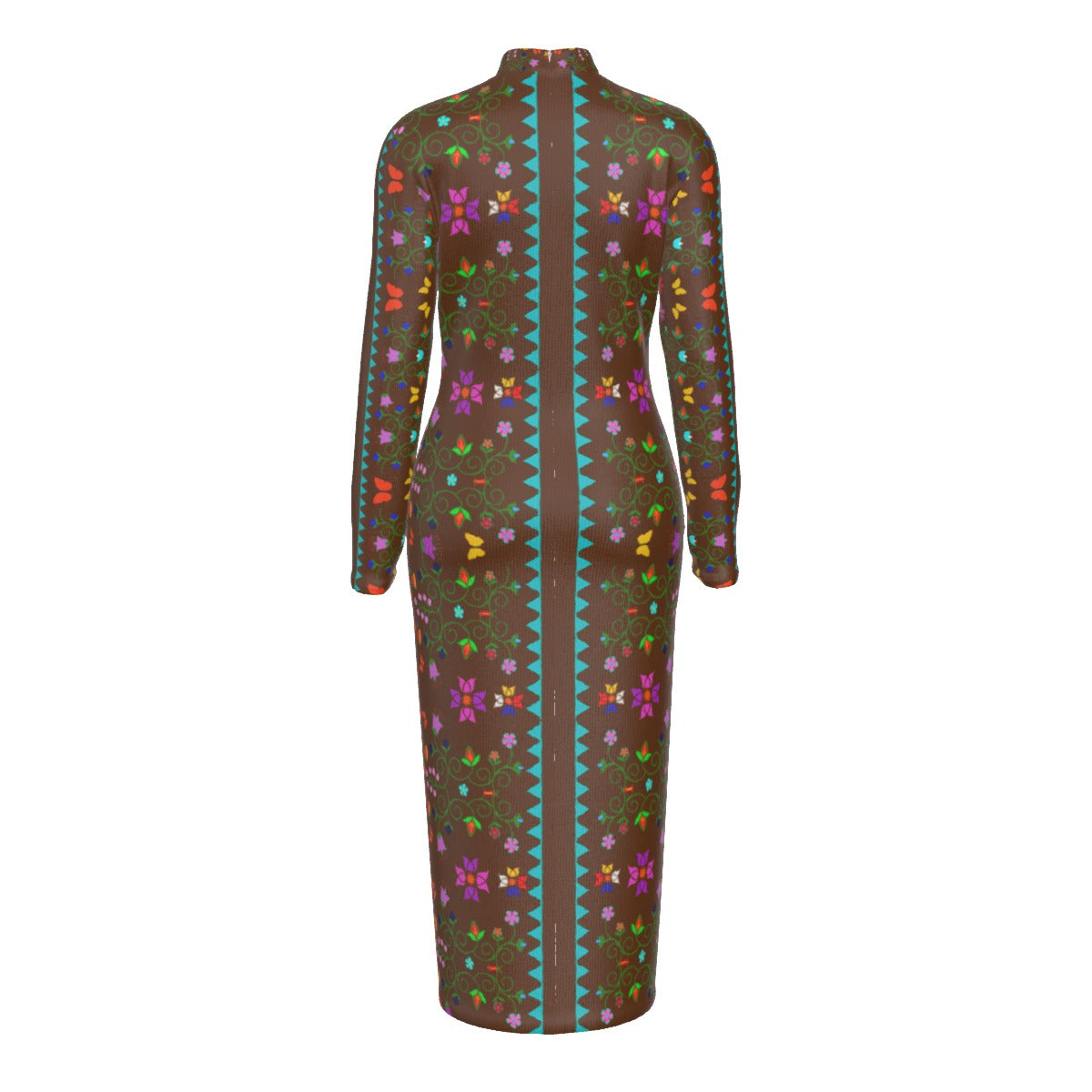 Native Floral Print Mockneck Dress