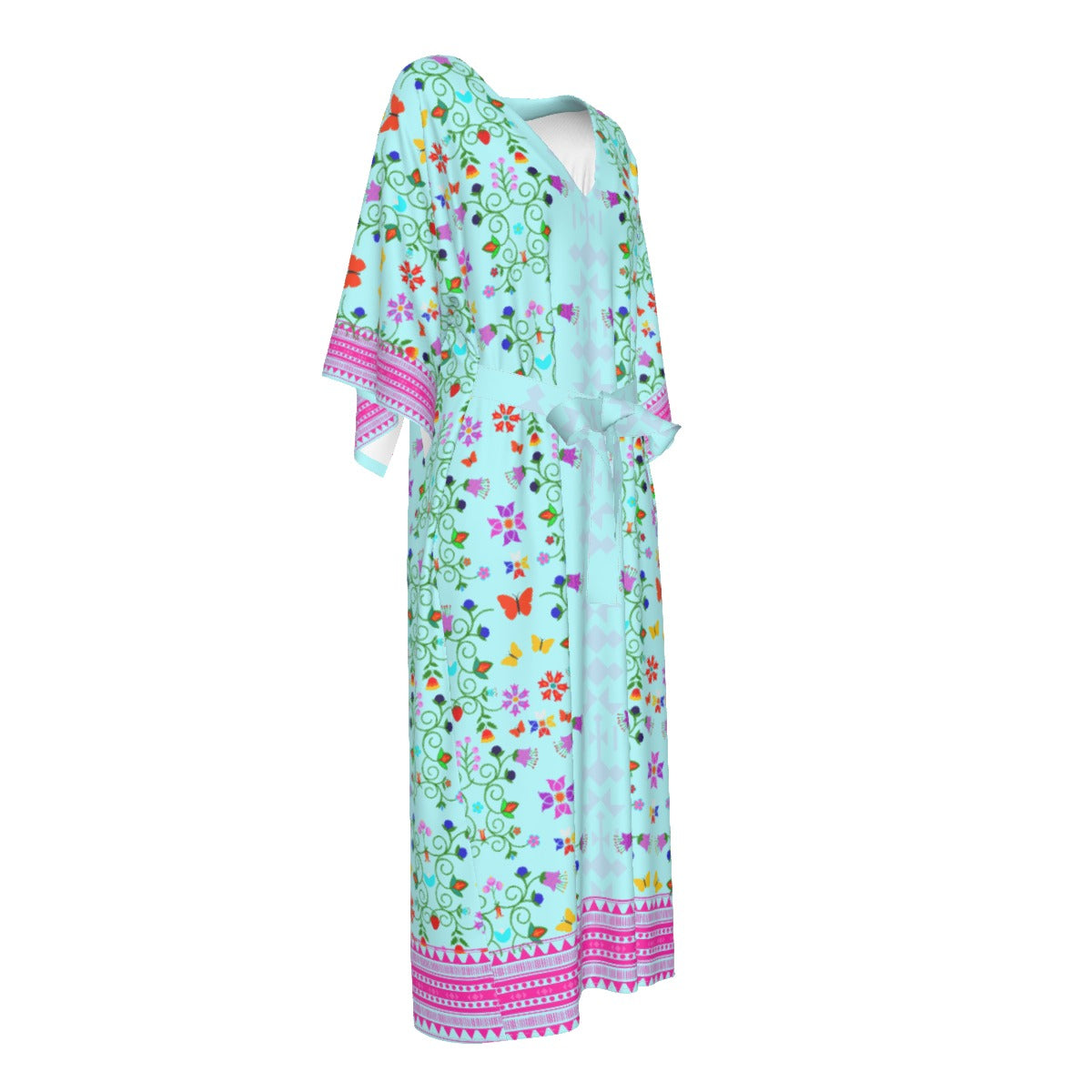 Native Woodland Floral Flowy Silky  Dress