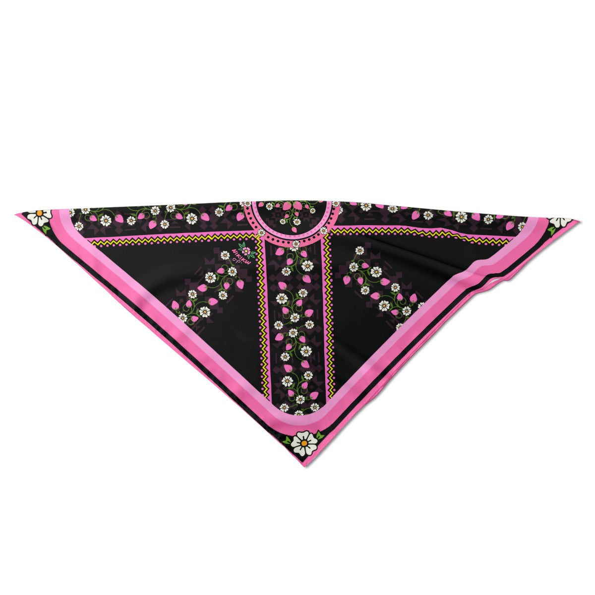Strawberry Heart Berry Pink Kokum Silky Scarf