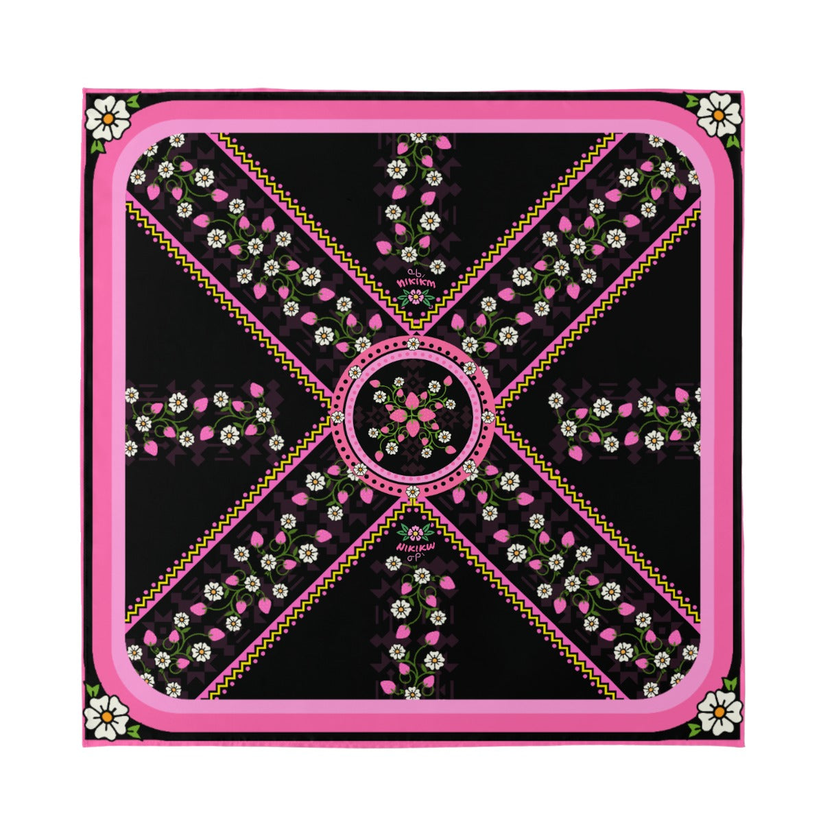 Strawberry Heart Berry Pink Kokum Silky Scarf