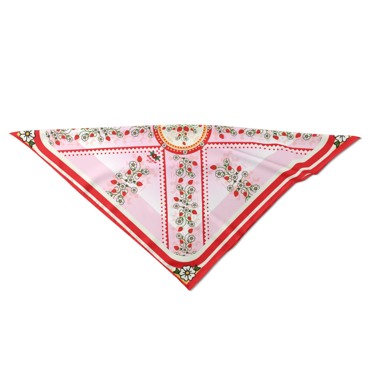 Strawberry Heart Berry Pink Kokum Silky Scarf
