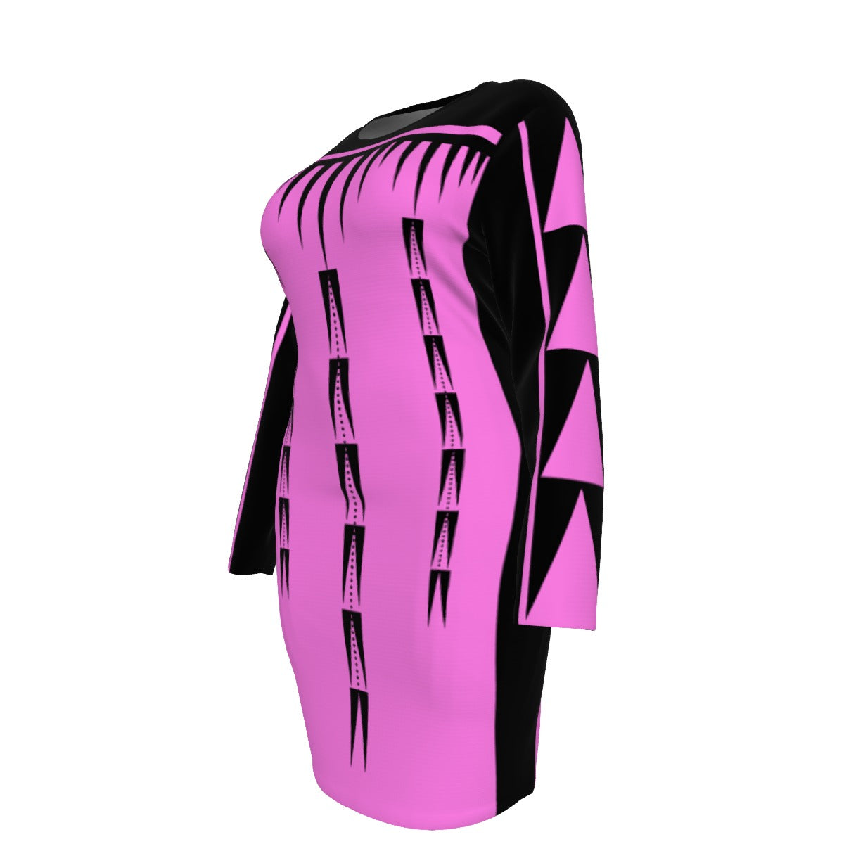 Native Print Mesh Dress Plus