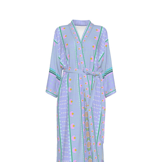 Floral Dotted Satin Kimono Robe