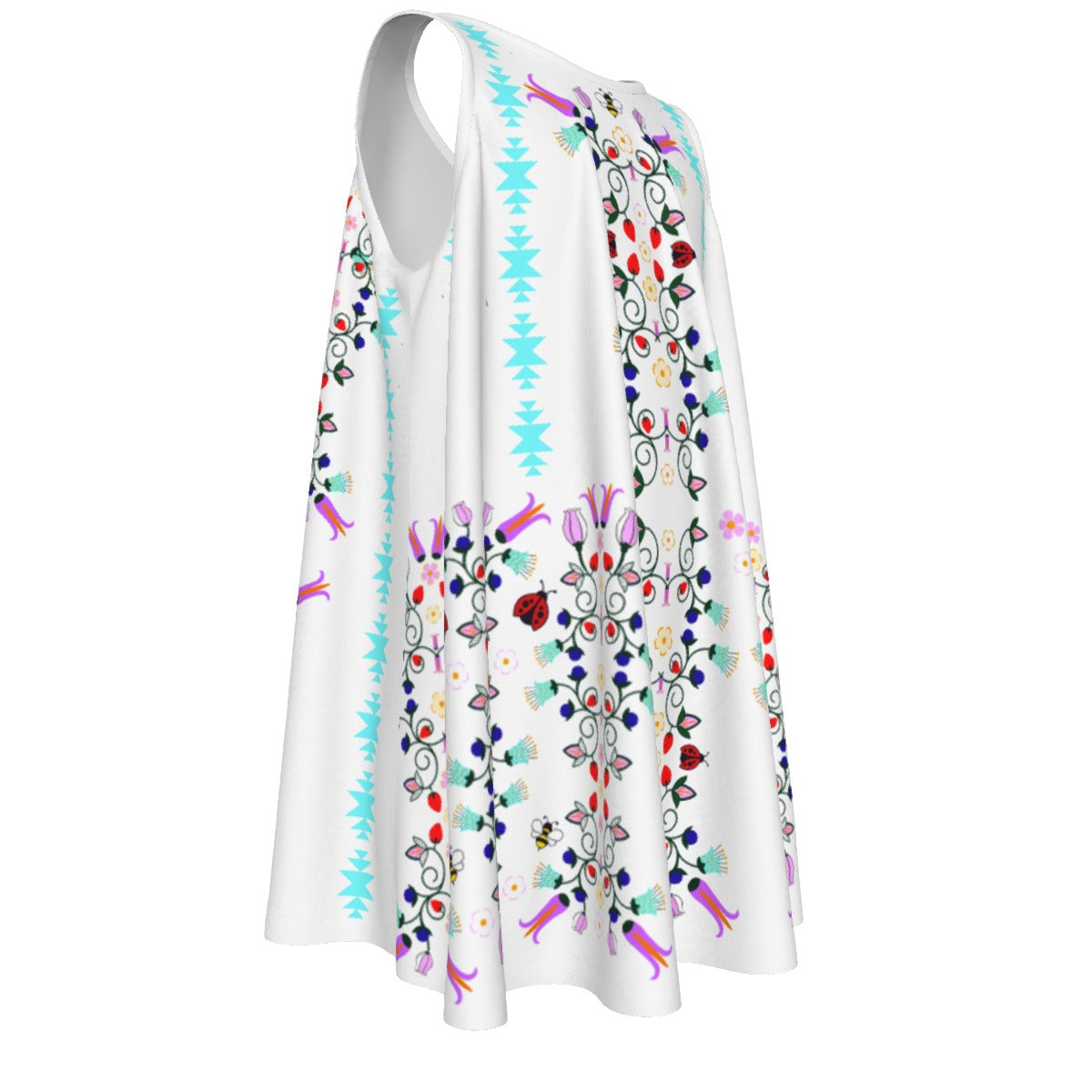 Girls Cotton ᓇᓈᑐᐦᑳᐧᐸᑲᐧᓃᐤ it has many-coloured flowers Dress