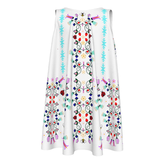 Girls Cotton ᓇᓈᑐᐦᑳᐧᐸᑲᐧᓃᐤ it has many-coloured flowers Dress
