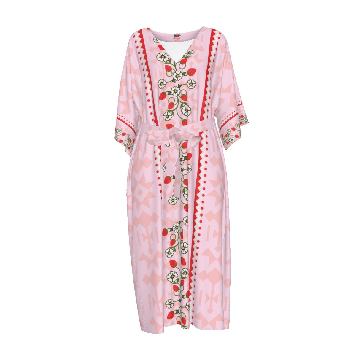 Strawberry Heart Berry Flowy Long Dress