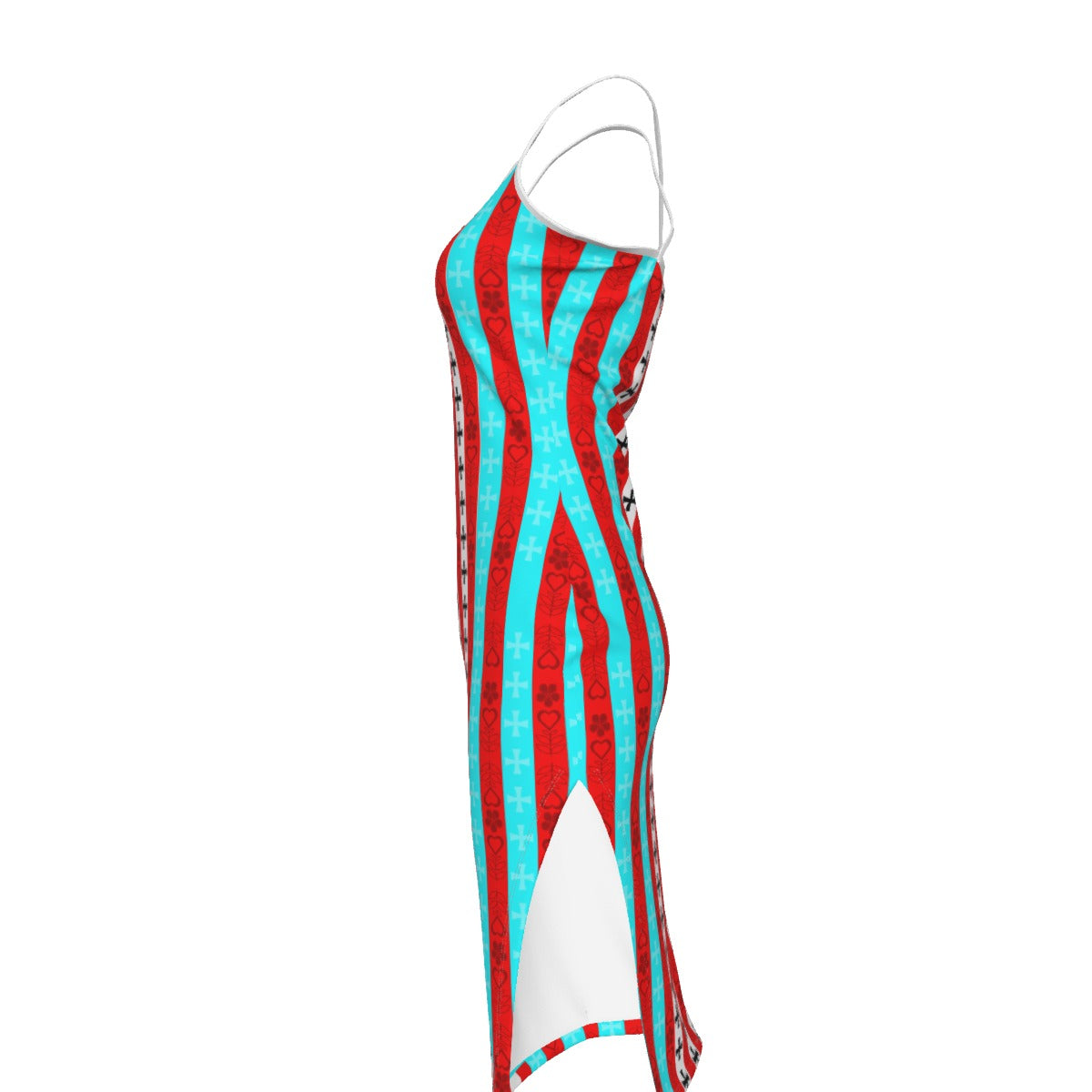 Striped Down Crossed Cami Midi Dress