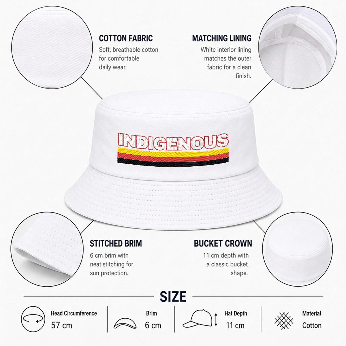 Indigenous Embroidered Bucket Hat