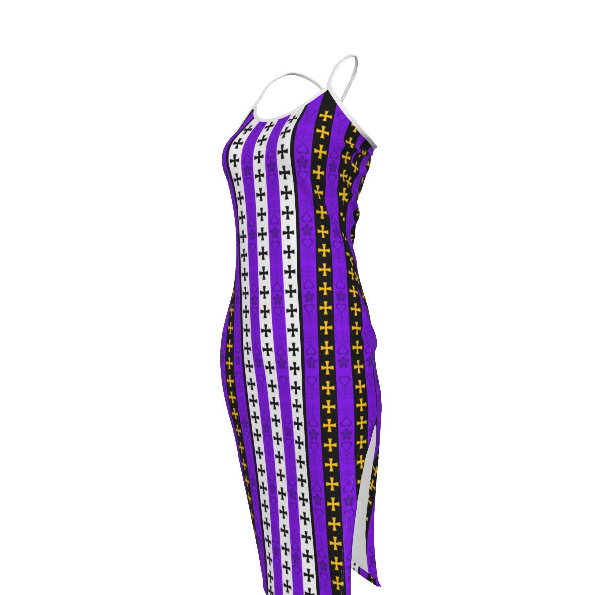 Striped Down Crossed Cami Midi Dress