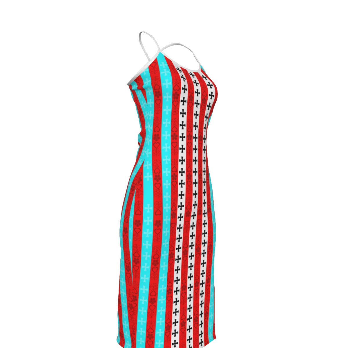 Striped Down Crossed Cami Midi Dress