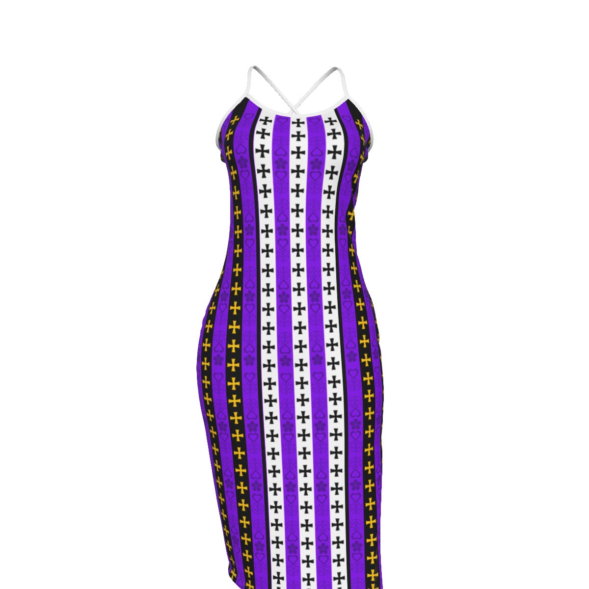 Striped Down Crossed Cami Midi Dress