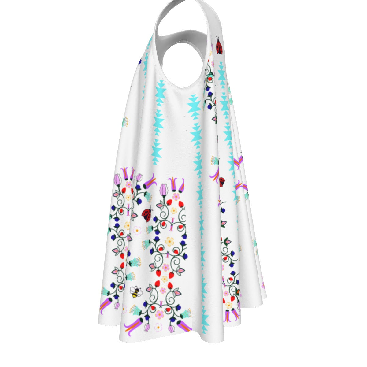 Girls Cotton ᓇᓈᑐᐦᑳᐧᐸᑲᐧᓃᐤ it has many-coloured flowers Dress