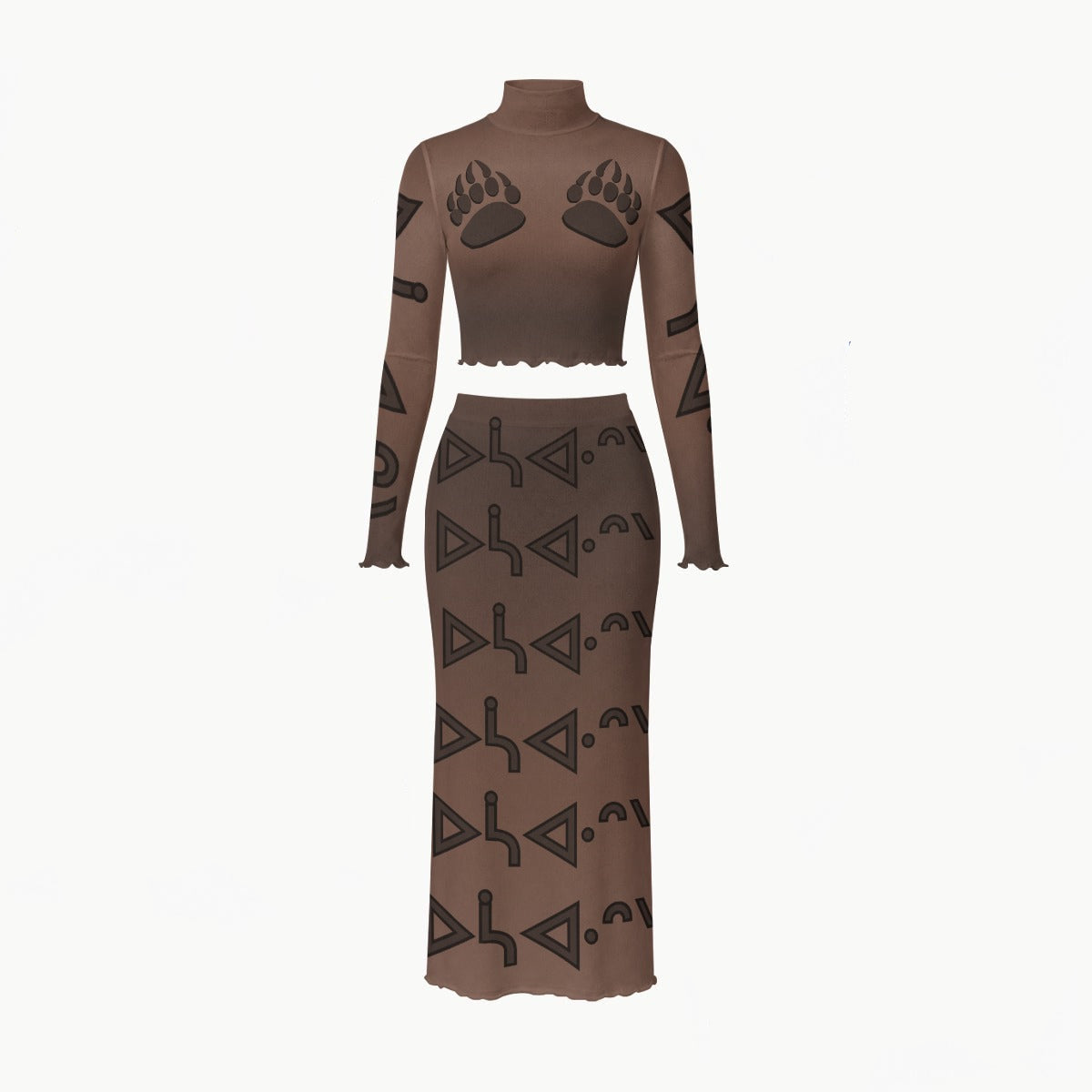 Brown Bear osâwask ᐅᓵᐊᐧᐢᐠ  Meshs skirt set Indigenous fashion Native owned
