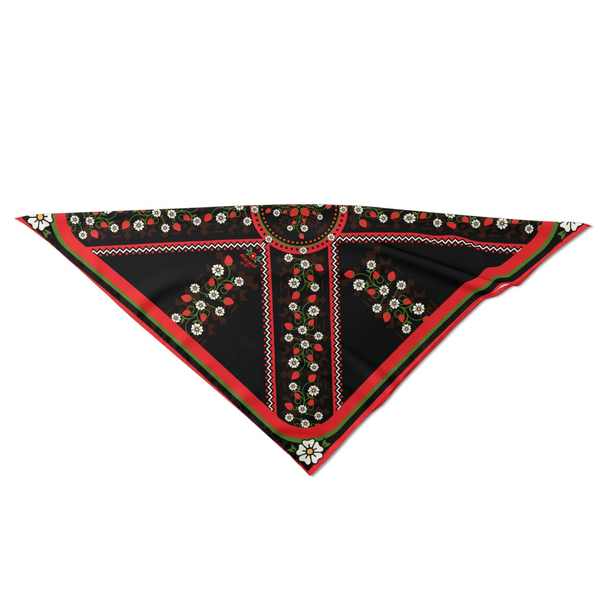 Strawberry Heart Berry Red Kokum Silky Scarf