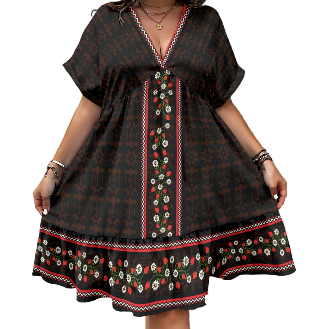 Strawberry Heart Berry Midi Dress