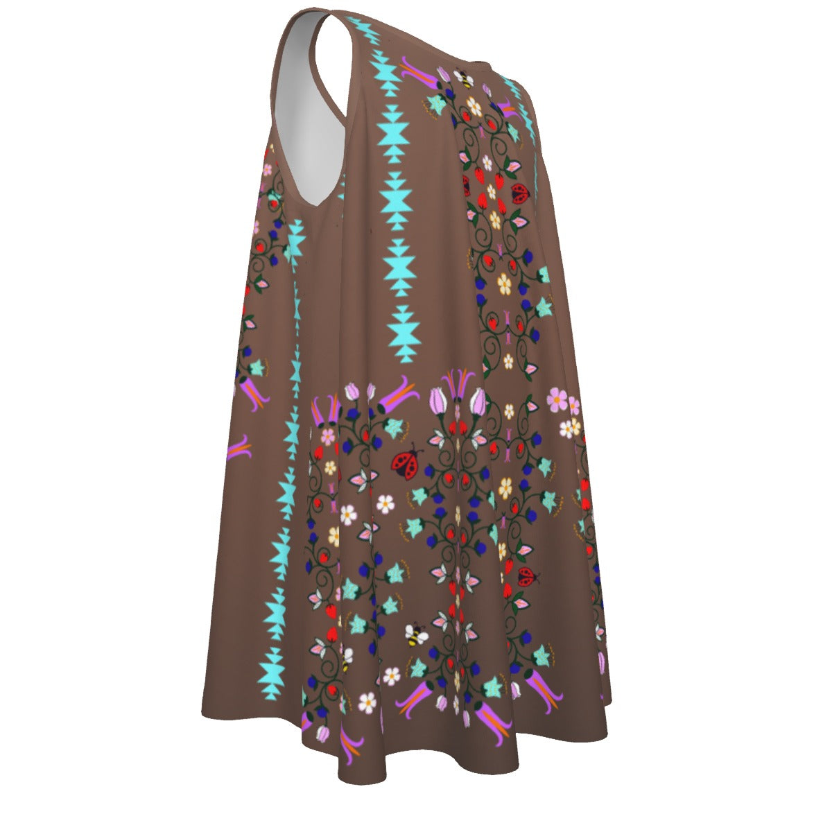 Girls Cotton ᓇᓈᑐᐦᑳᐧᐸᑲᐧᓃᐤ it has many-coloured flowers Dress