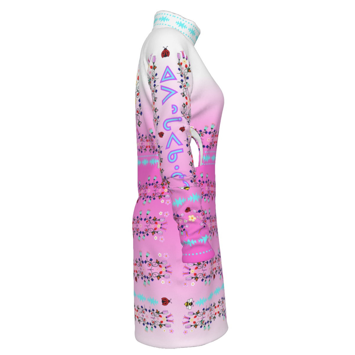 ᓇᓈᑐᐦᑳᐧᐸᑲᐧᓃᐤ it has many-coloured flowers Cut out Dress