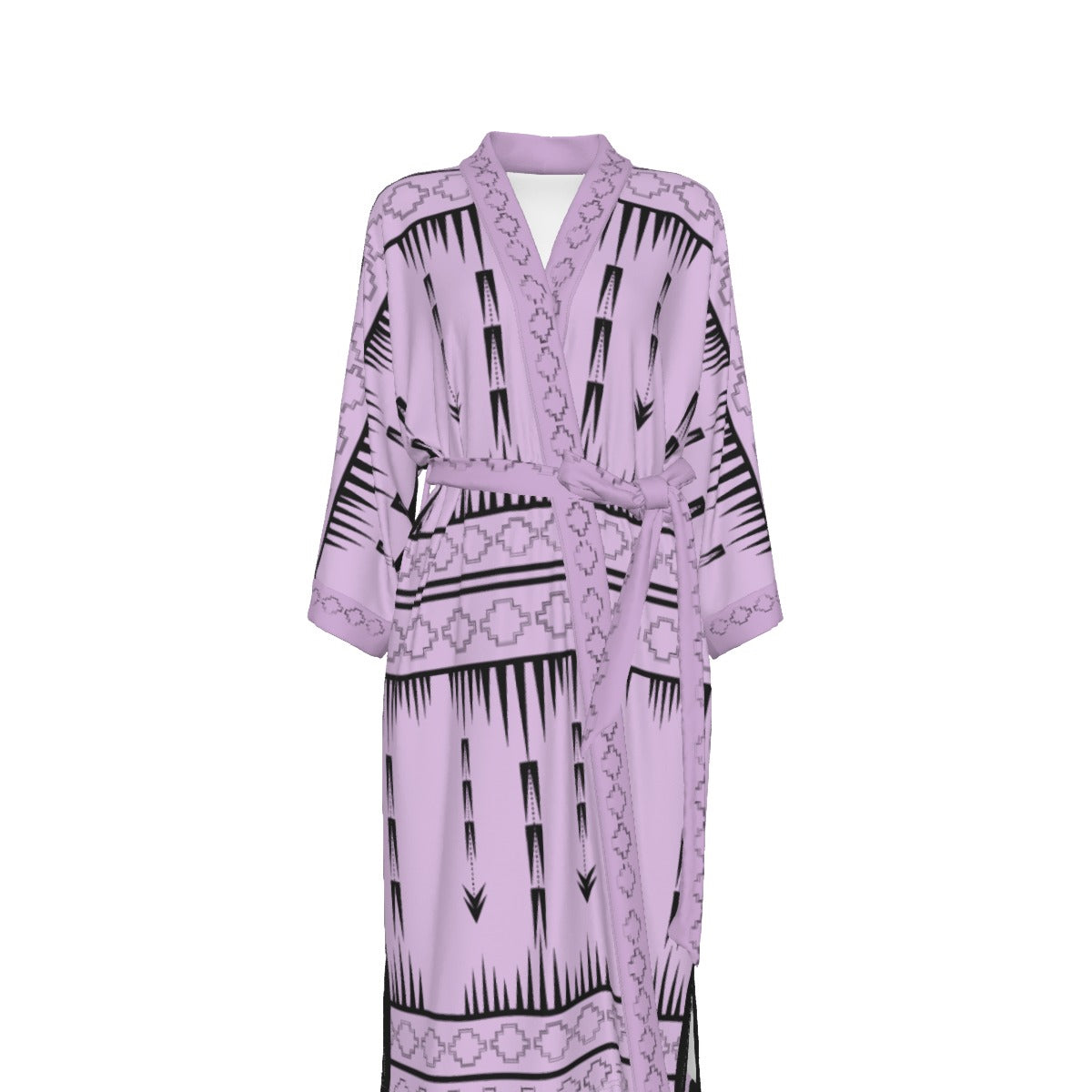 Native Print Satin Kimono Robe