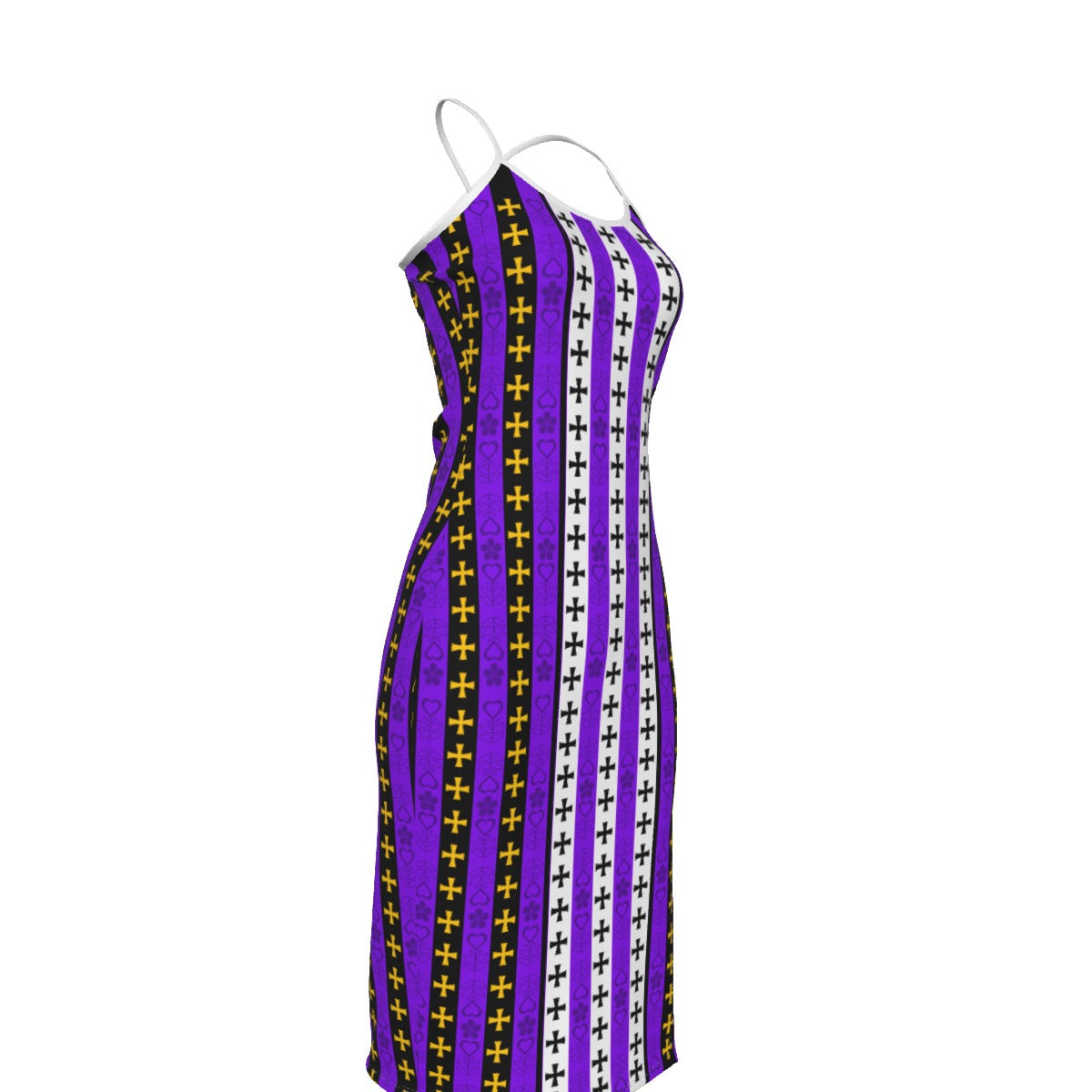Striped Down Crossed Cami Midi Dress