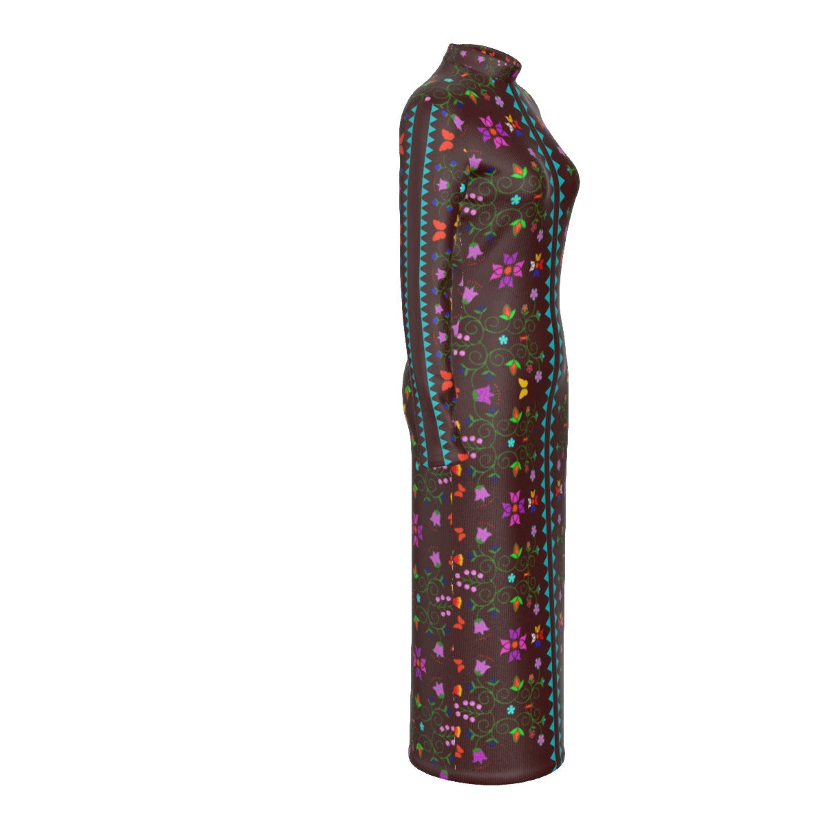 Native Floral Print Mockneck Dress