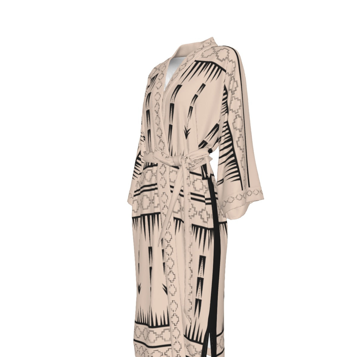 Native Print Satin Kimono Robe