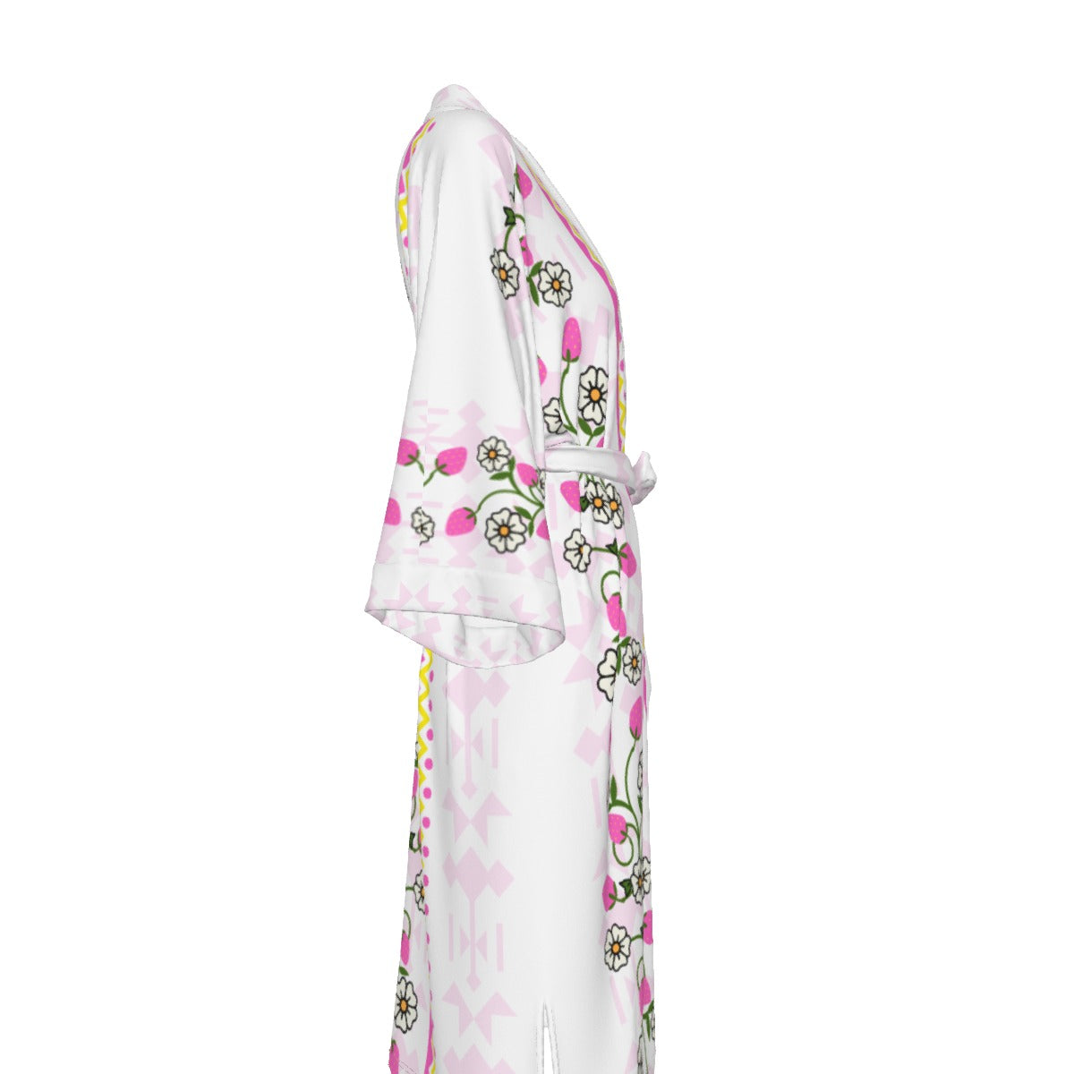 Heart Berry Strawberry Satin Kimono Robe